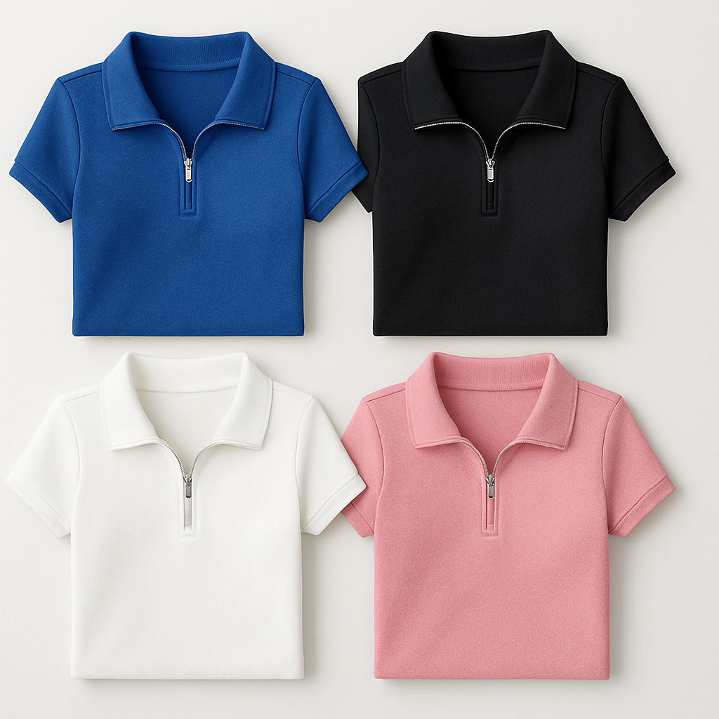 Hooran Collection Zipper Neck Polo Shirt For Women and Girls - High Quality brown polo Shirts. 