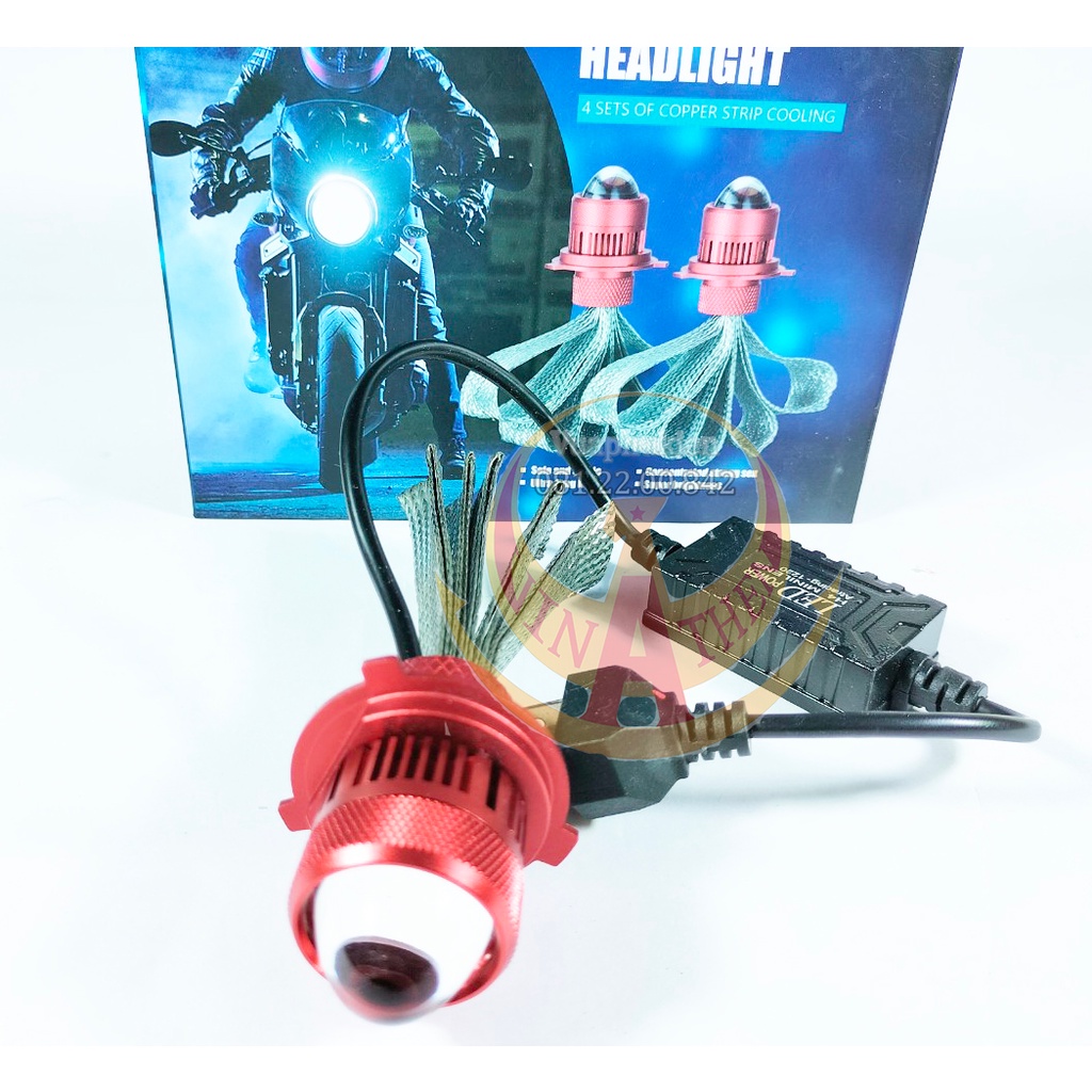 Đèn pha led bi cầu mini ruby siêu phẩm gom ánh sáng chuyên ô tô - xe máy