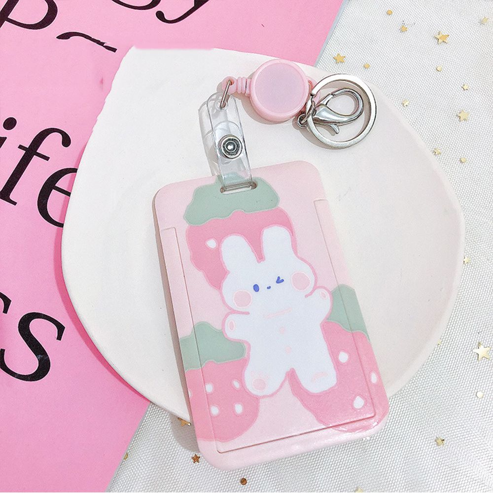 W Student Cartoon Retractable Buckle With Keychain Girls Hard Shell ID W Student Cartoon Retractable Buckle With Keychain Girls Hard Shell ID