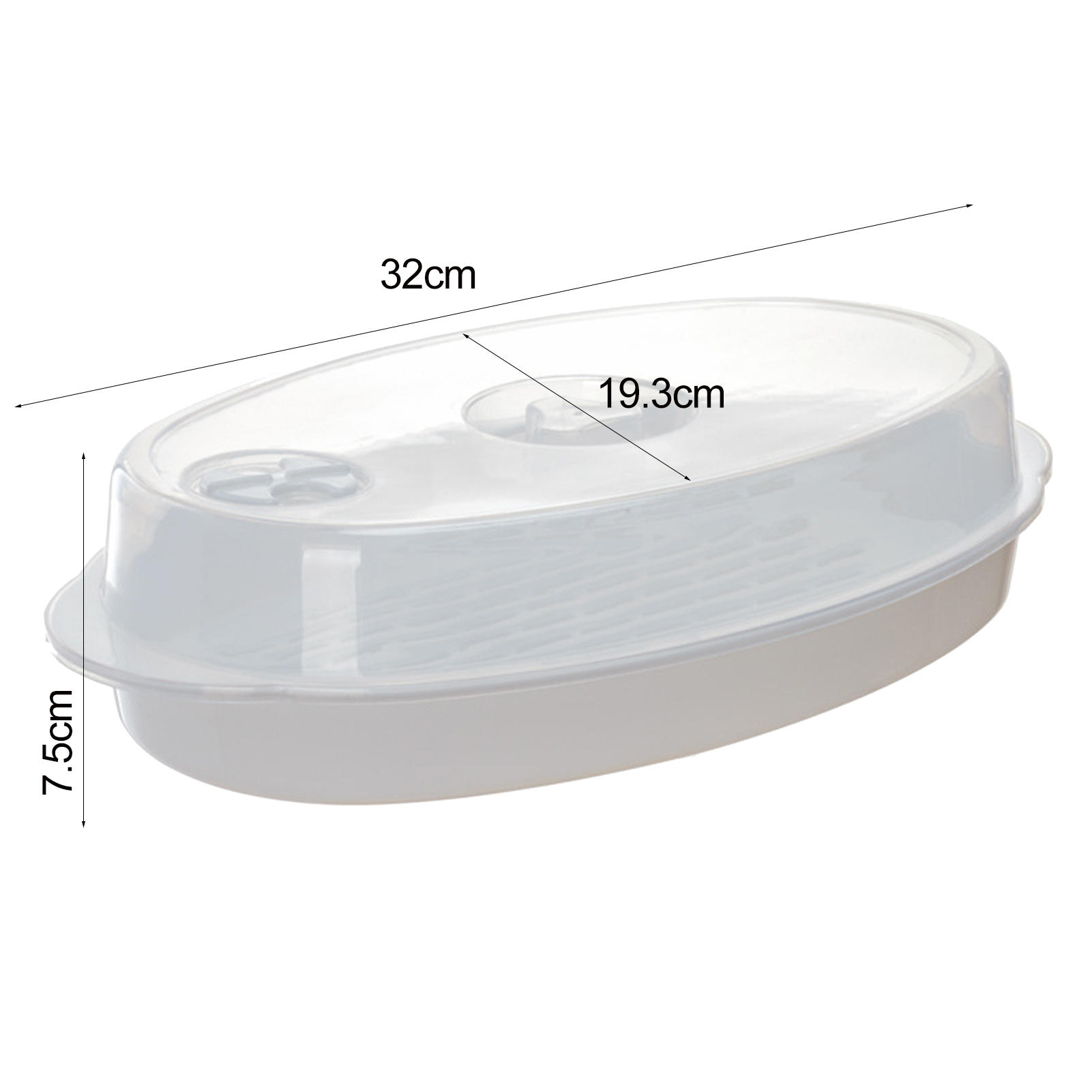 Fish Steaming Dish Microwave Steamer for Fish Authentic Steamed Fish Plate Microwaveable Transparent Cover Perfect for Home Kitchen