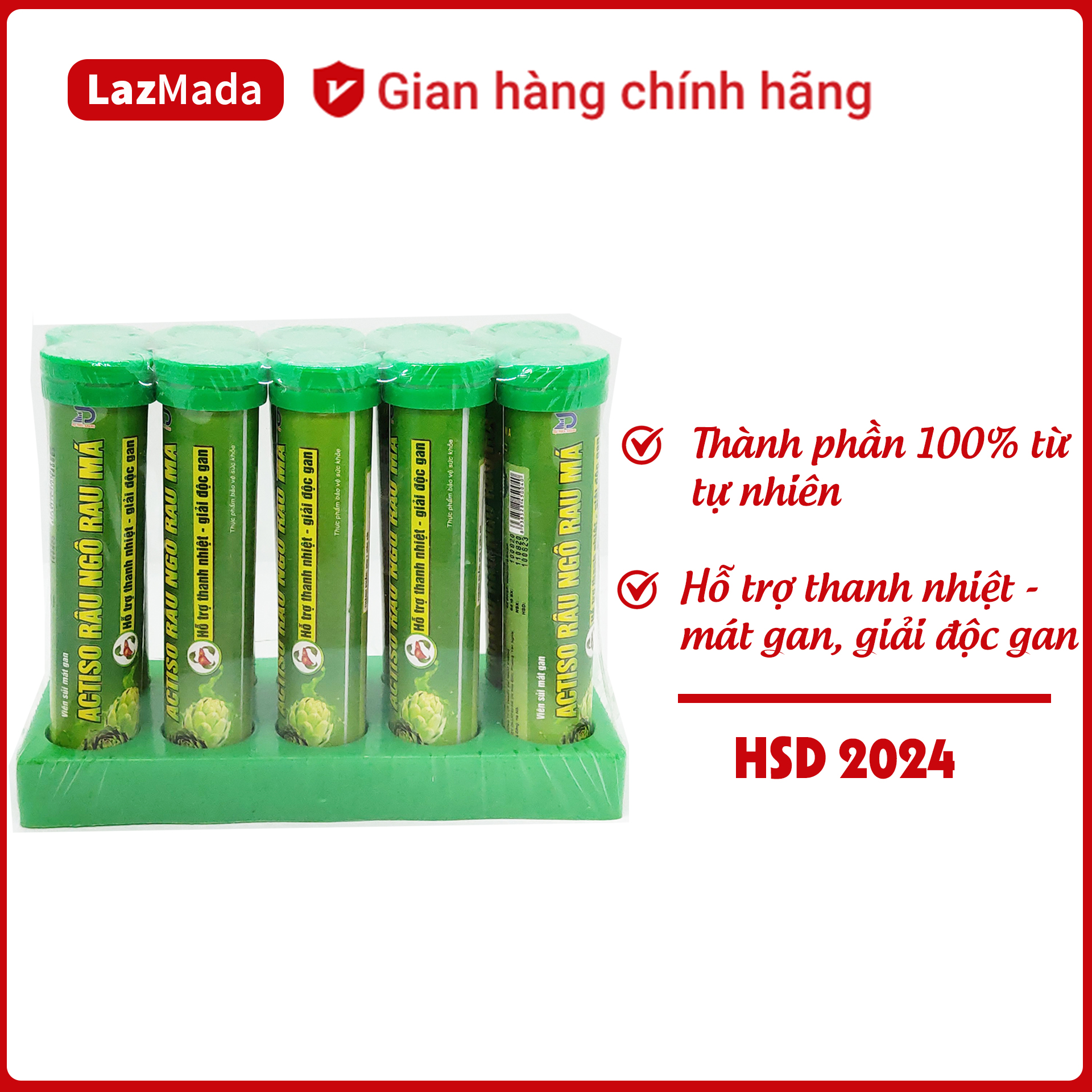Combo 5 tuýp Sủi mát gan New - ACTISO Râu Ngô Rau Má - Hàng chính hãng - Thanh nhiệt mát gan, giải độc gan hiệu quả - Tuýp 20 viên