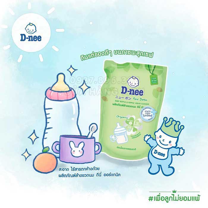 Dung Dịch Nước Rửa Bình Sữa Dnee Túi - 550ml Thái Lan