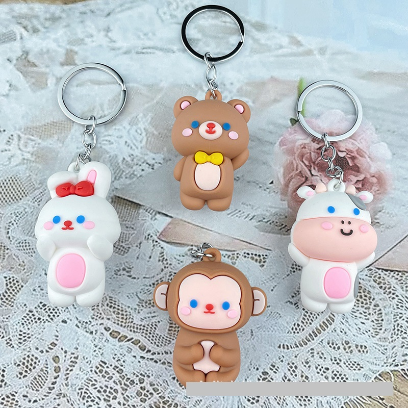 Móc khóa bò thỏ gấu cute