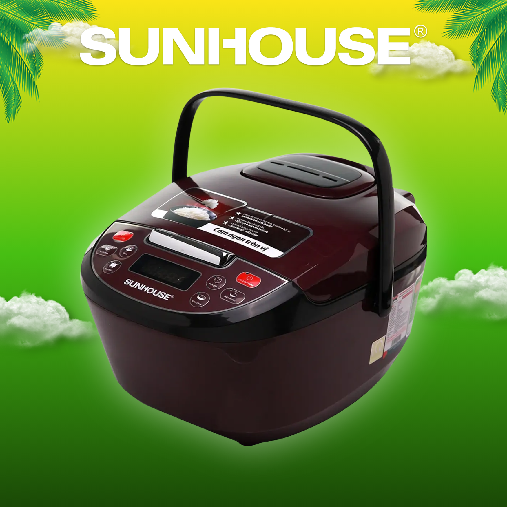 Nồi cơm điện tử 1.8l sunhouse shd8909 - bảo hành chính hãng 12 tháng