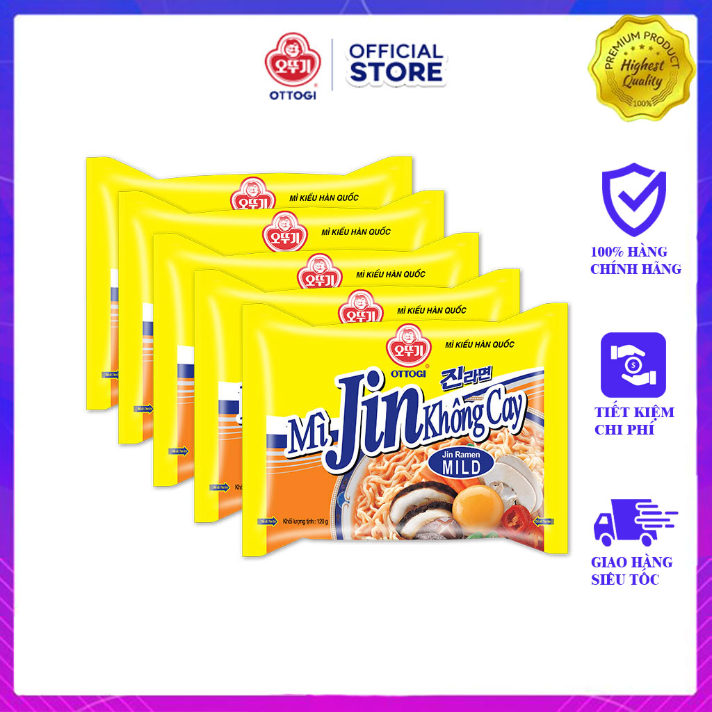Combo 5 gói mì jin không cay ottogi 120g