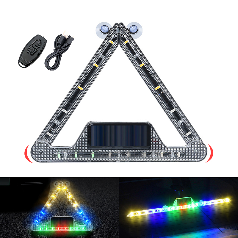 Car Warning Triangle Light Solar Multi Function Rotatable Car Road Fault Charging Flash Emergency Warning Ranger Light