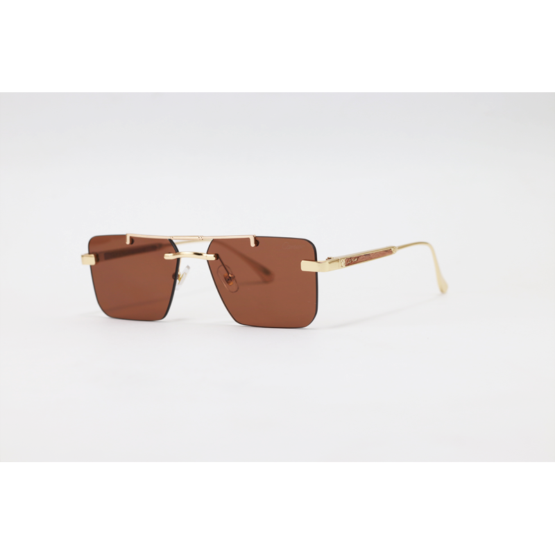 Cartier - 3147 - Golden Brown - Metal - Rectangle - Double Bridge ...