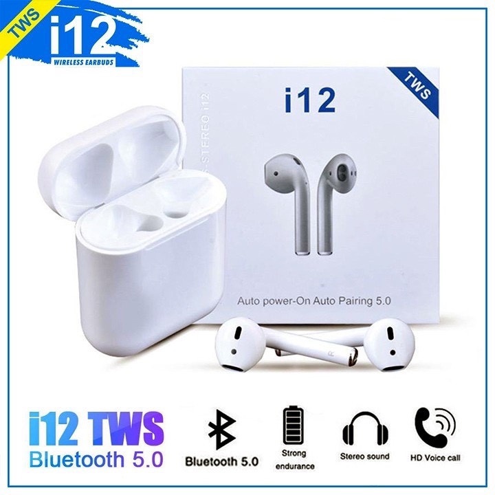 Tai nghe bluetooth phiên bản Pro nâng cấp hỗ trợ mọi dòng máy, Tai Nghe Bluetooth I12, pin trâu hơn, nghe hay hơn - Tai nghe bluetooth không dây i12 phiên bản mới, BH uy tín 1 đổi 1.