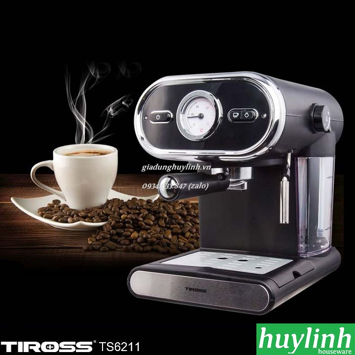 [HCM]Máy pha cà phê Tiross TS6211 - Tặng kèm máy xay cà phê
