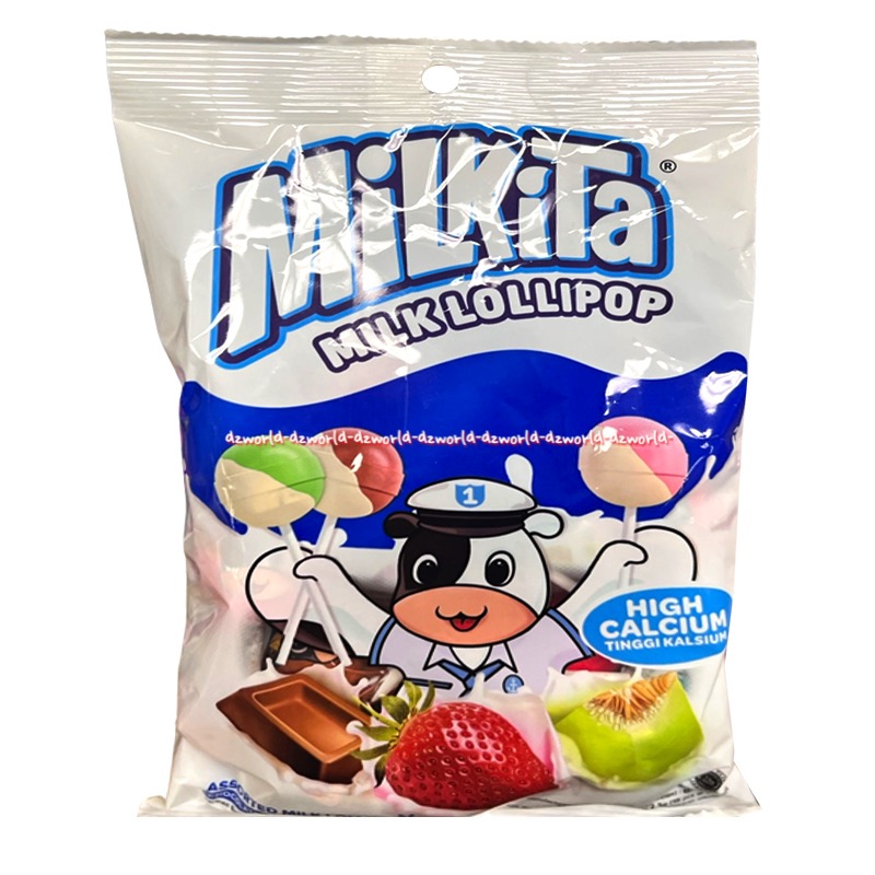 Milkita Assorted 15pcs Milk Lollipop Permen Susu Lolipop Aneka Rasa