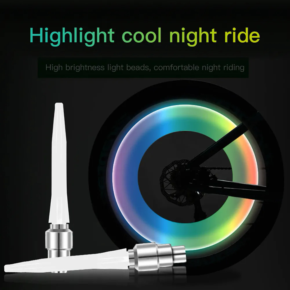 2pcs xe đạp xe đạp đèn LED lốp van cap Đèn pin tự động xe máy lốp xe Van không khí bánh xe nan hoa ánh sáng phụ kiện xe đạp