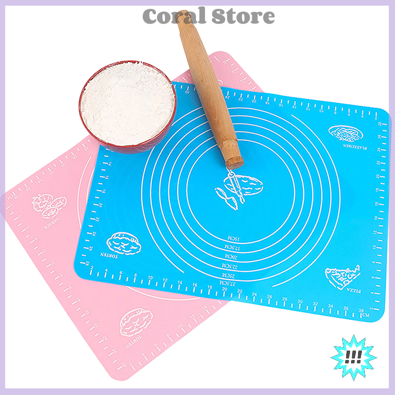 【Coral】💖【HOT SALE】🎈🎈 Silicone Mat Kneading Dough Mat Cookie Cake Sheet Baking Mat Tools Non-stick Rolling Large Dough Pads Tools Sheet Accessories