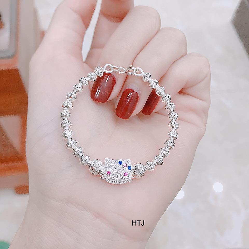 Lắc tay trẻ em bạc bi mặt Kitty MS25e