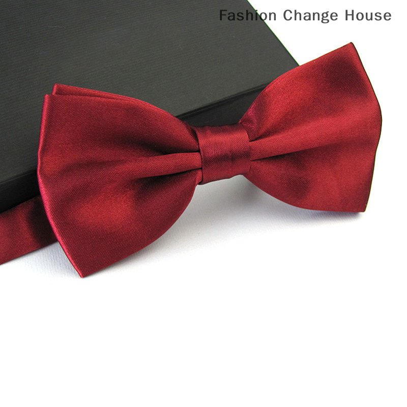 Men Satin Bowtie Classic Wedding Party Bow Tie Solid Color Adjustable Necktie.