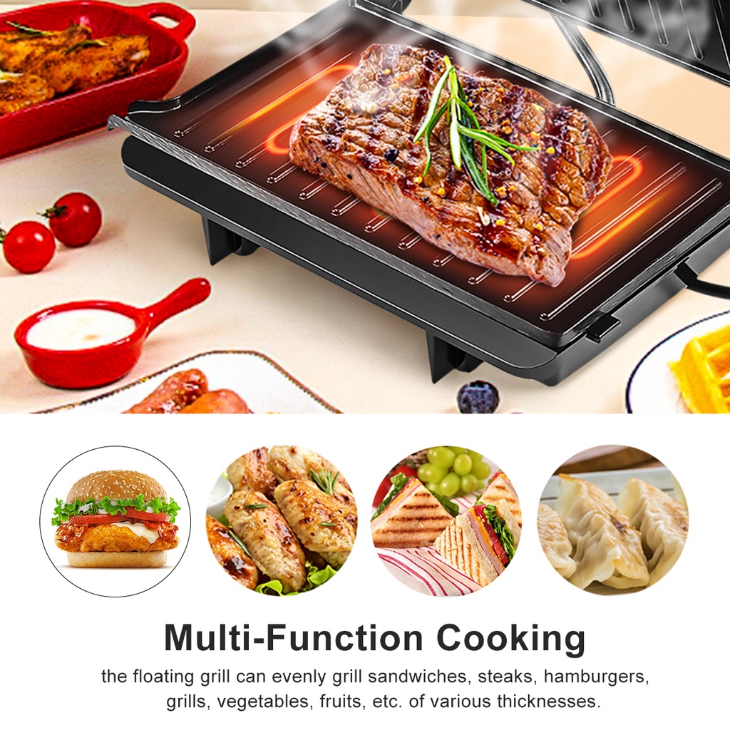 Breakfast Machine Double Heating Grilling Machine Grilled Steak Machine Household Grill Smokeless Barbecue Machine 1000W