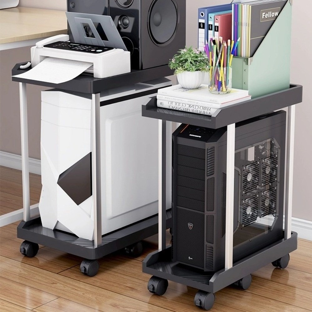 Quality with 6 wheel Mobile CPU Stand Heavy Duty Double-Layer Computer ...