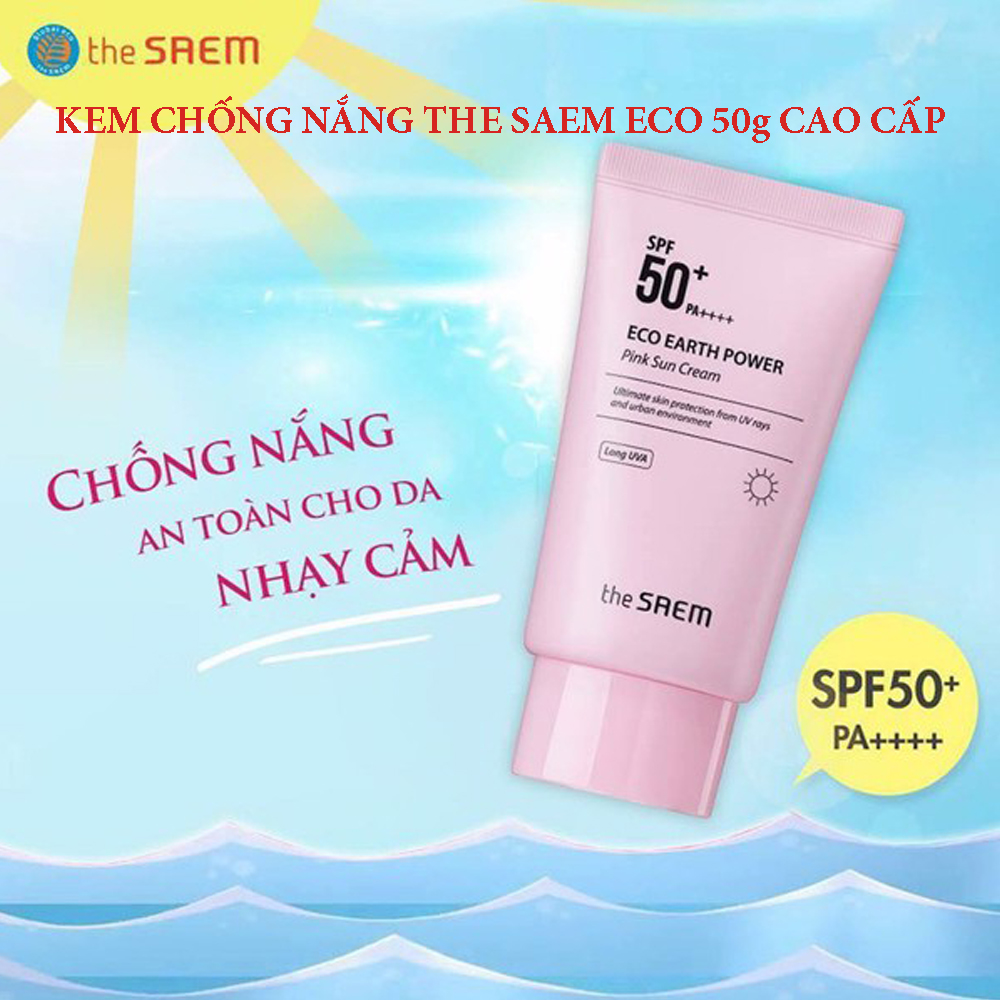 Kem Chống Nắng Giảm Dầu, Nâng Tone Da Sáng Hồng The Saem Pink Sun Cream - Giúp Da Sáng Hồng Tự Nhiên, kháng khuẩn và làm dịu da rất hiệu quả, đồng thời còn giúp điều tiết dầu nhờn trên da và khỏe hơn