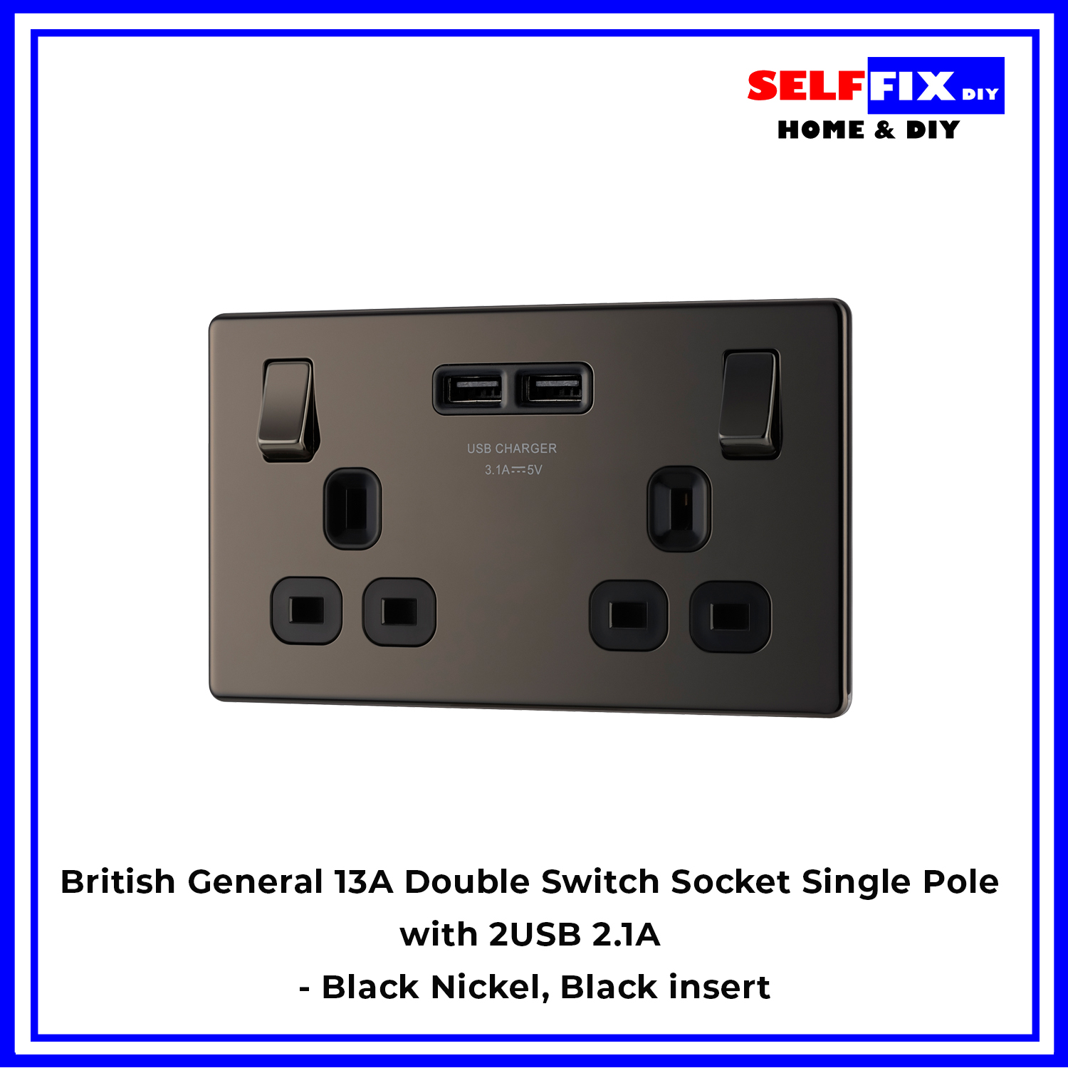 NEW 13AMP ROSE GOLD/BLACK NICKEL SOCKETS 2 SWITCH 2USB 2 GANG POWER ELECTRIC 