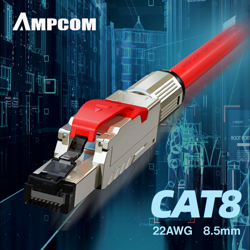 Cáp Nối Ethernet Ampcom Cat8 S FTP 22AWG 40Gbps Cáp Đặc Được Sàng Lọc-1M thumbnail