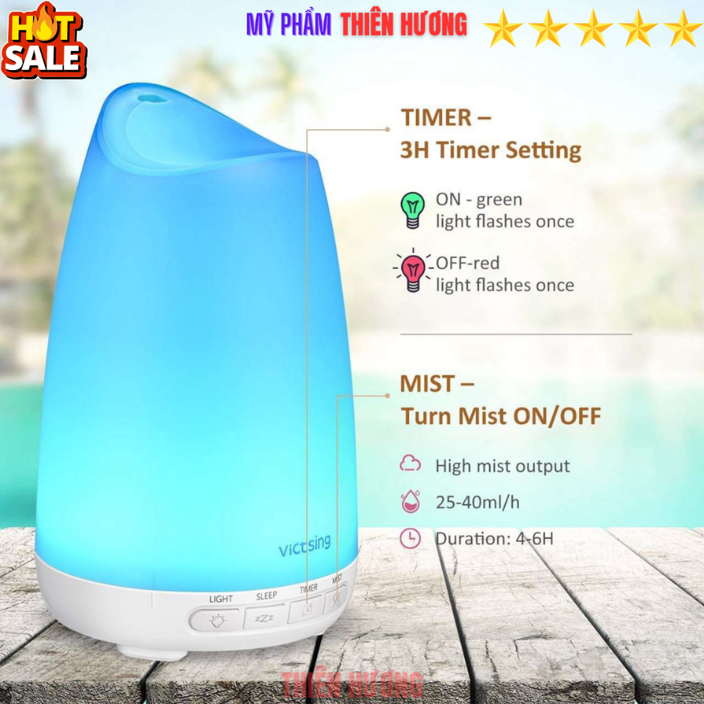 Combo Máy xông tinh dầu Vdecor + 1 Lọ tinh dầu LEAF 10ml