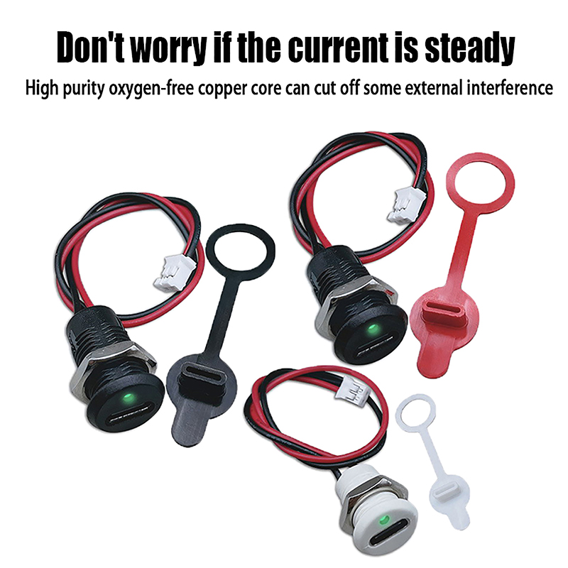 USB-C 2Pin High Current Charging Socket With PH2.0 Nut Snap Lock Plate USB TYPE-C Female Waterproof Female Connector Jack FUHENG. 