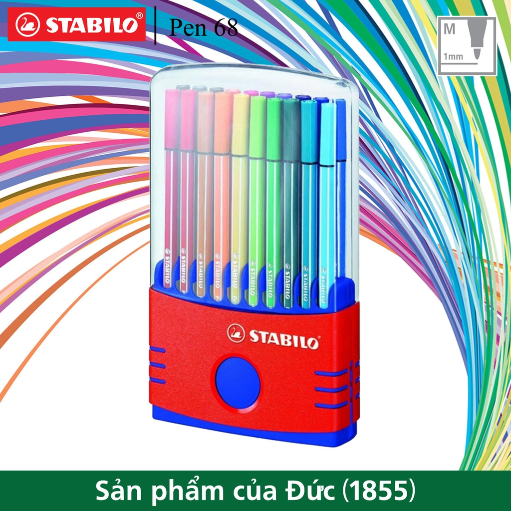Hộp 20 bút lông màu STABILO Pen68 1.0mm