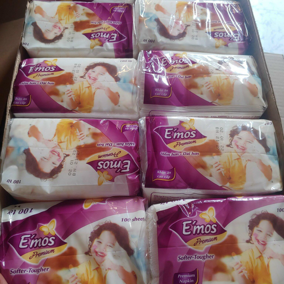 Khăn giấy vuông Emo'ss 100 tờ mềm mịn