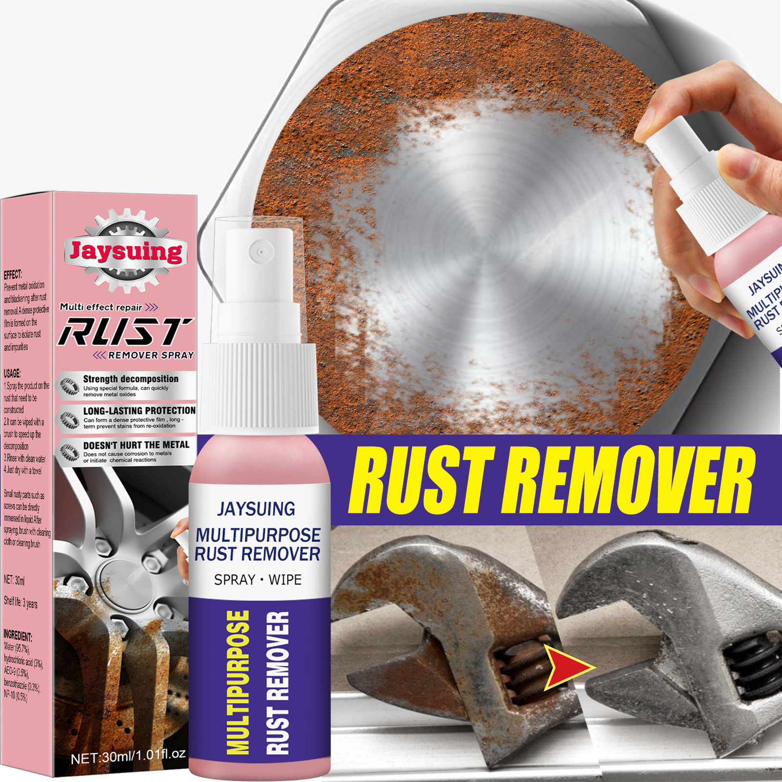 JAYSUING Bình Xịt Tẩy Rỉ Sét Xe Hơi Bình Xịt Tẩy Rỉ Sét Xe Hơi Bình Xịt Tẩy Rỉ Sét Đa Năng Chất Ức Chế Rỉ Sét Chất Tẩy Rỉ Sét Làm Sạch Bảo Dưỡng Xe Hơi Sơn Crôm Bề Mặt Kim Loại Chất Tẩy Rỉ Sét Đa Năng 100Ml