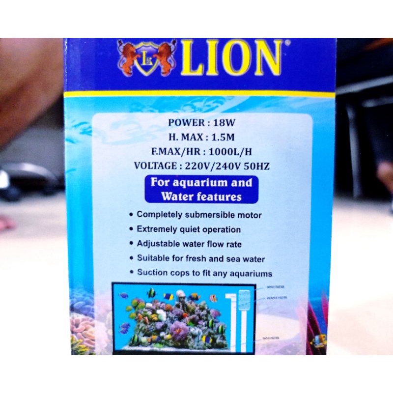 Pompa Aquarium kolam Submersible pump LION L 1600