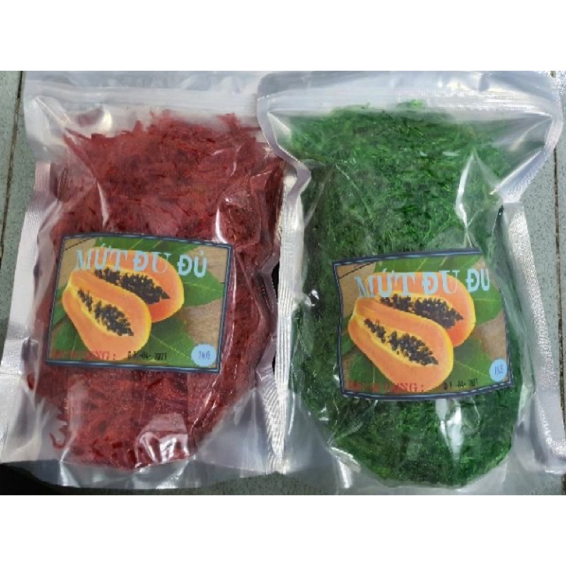 500g-1Kg Mứt Đu Đủ sợi 3 màu ( vàng - xanh - đỏ )