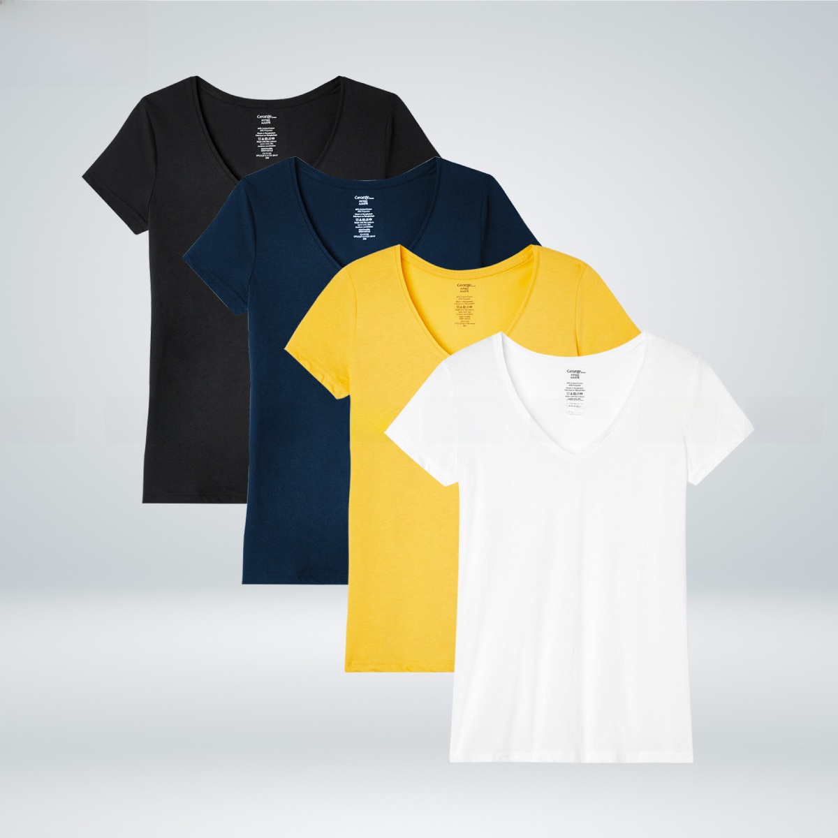 Women's Short Sleeve Multicolor V-Neck Cotton T-Shirt From Levin