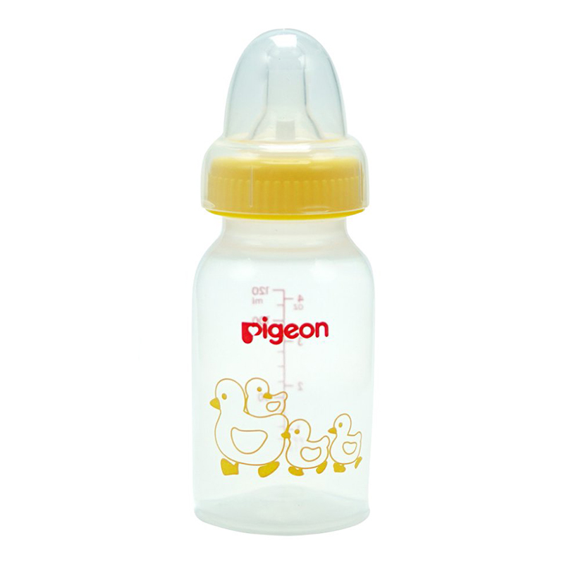 Bình sữa Pigeon cổ hẹp nhựa PP tiêu chuẩn 120ml - bình sữa cổ nhỏ nhựa PP - binh sua co thuong cho be