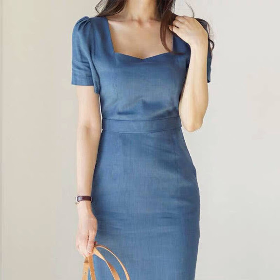 [HCM]ĐẦM JEAN ÔM CỔ VUÔNG ĐUÔI CÁ