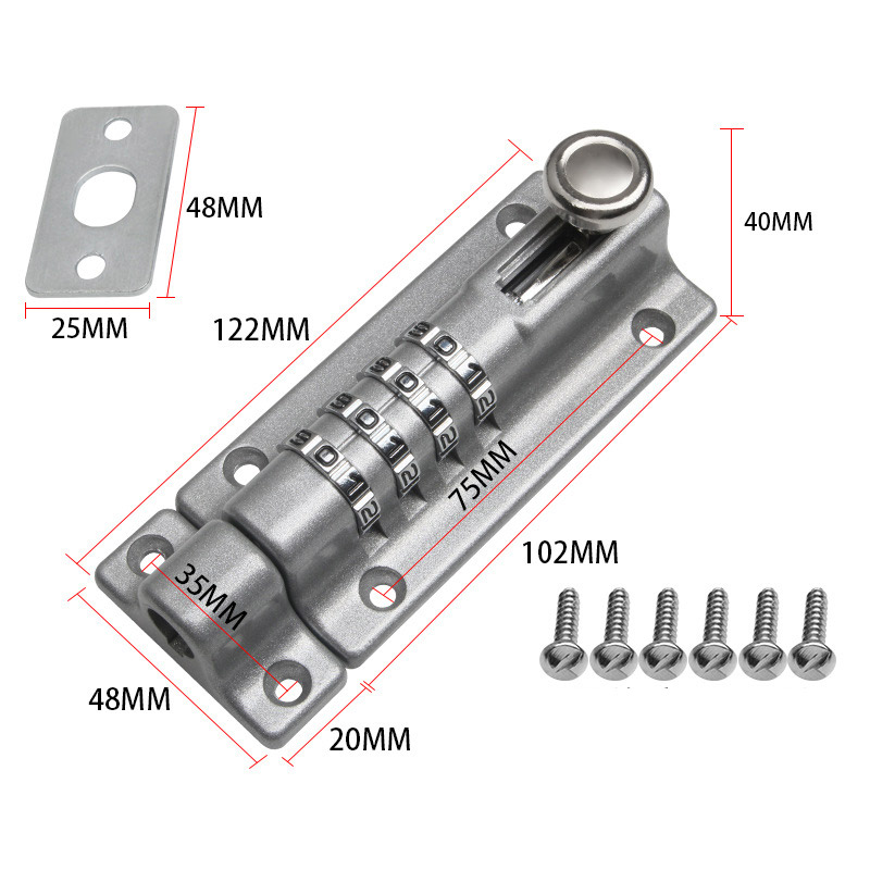 Password pin lock, old-fashioned wooden door latch, zinc alloy anti-theft lock, outdoor bathroom door bolt without punching