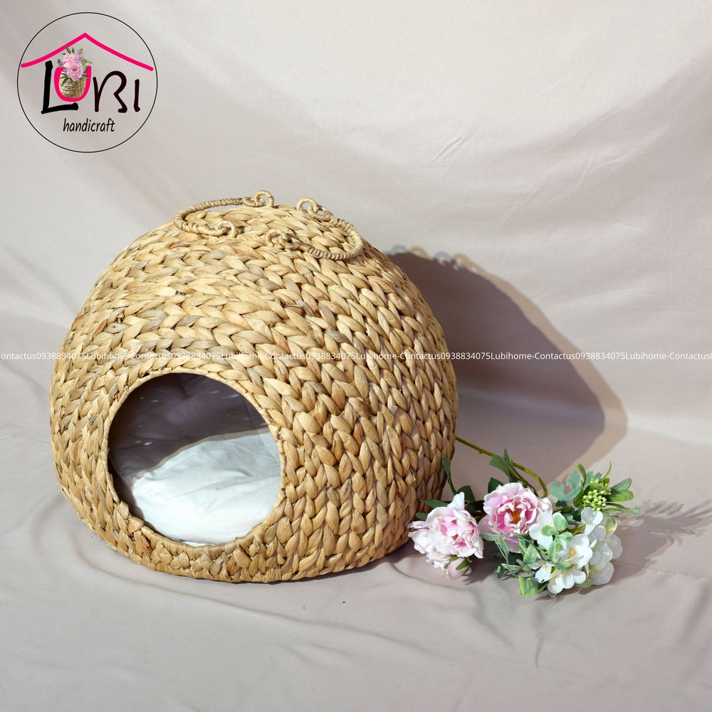 [Lubi Home] - Nhà chó mèo lục bình - mộc mạc, sang trọng (kèm nệm lót)