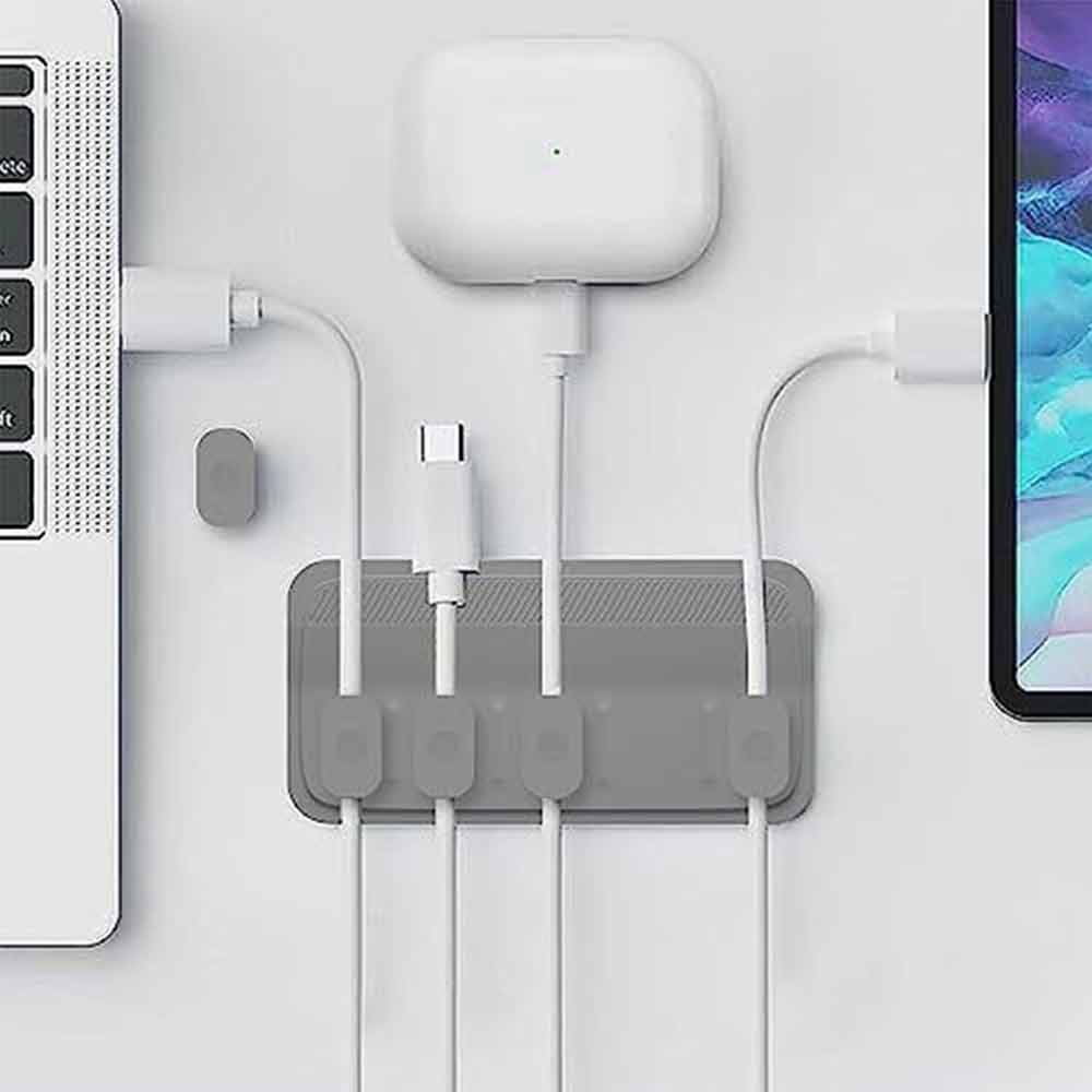Magnetic Cable Management Holder, Desktop Multipurpose Cord Keeper, 5 Clips
