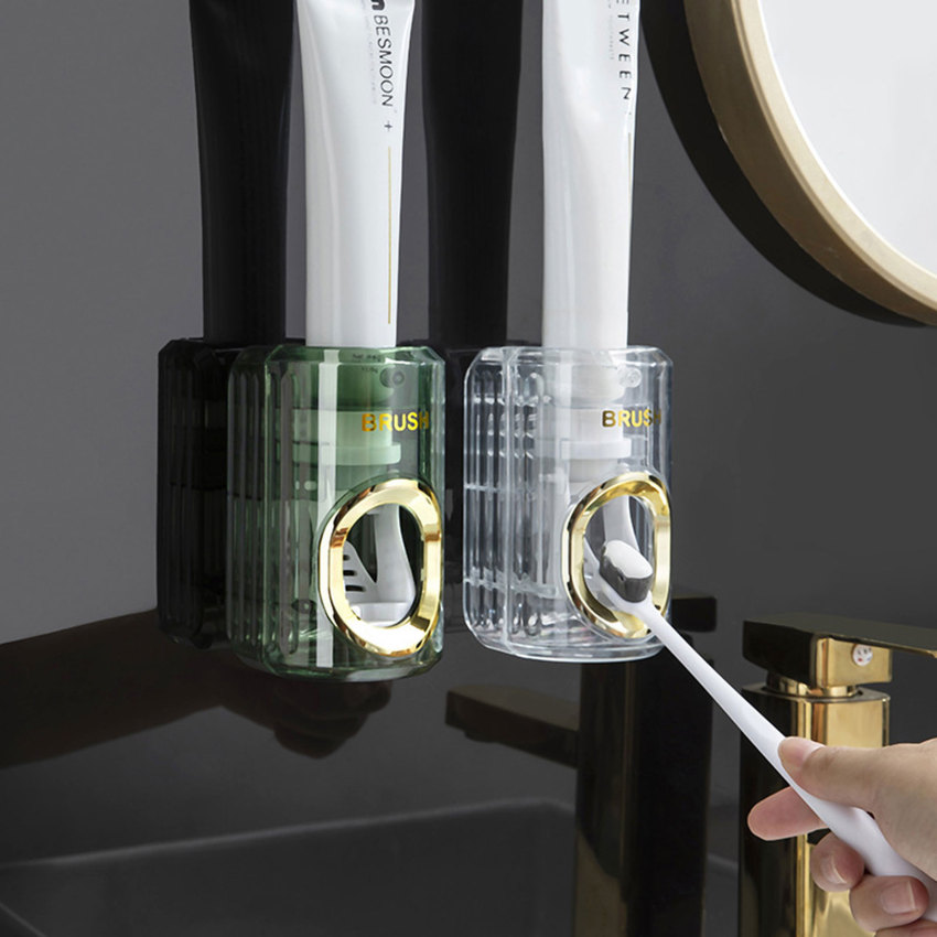 Automatic Toothpaste Dispenser Bathroom Accessories Wall Mount Lazy Toothpaste Squeezer Toothbrush Holder
