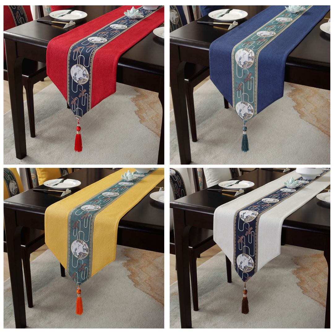 table runner 「華立涌」　帯リメイク　正絹　長尺 Table Runner Cloth Oriental Chinese Design For Dining Table Living