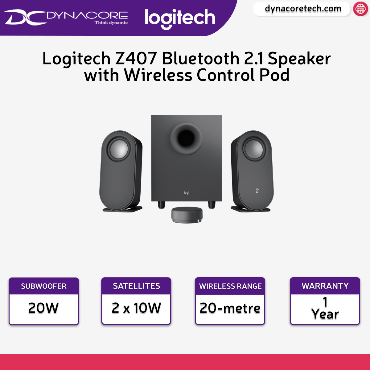 Logitech Z407 2.1 Bluetooth Computer Speaker System w/ Wireless
