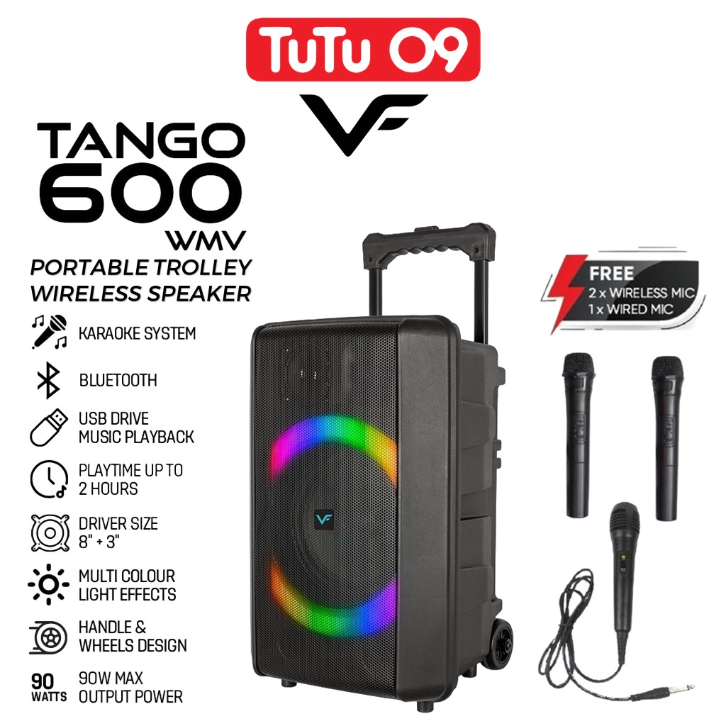 Vinnfier VF TANGO 600 WMV Portable Trolley Bluetooth Wireless - Main Image