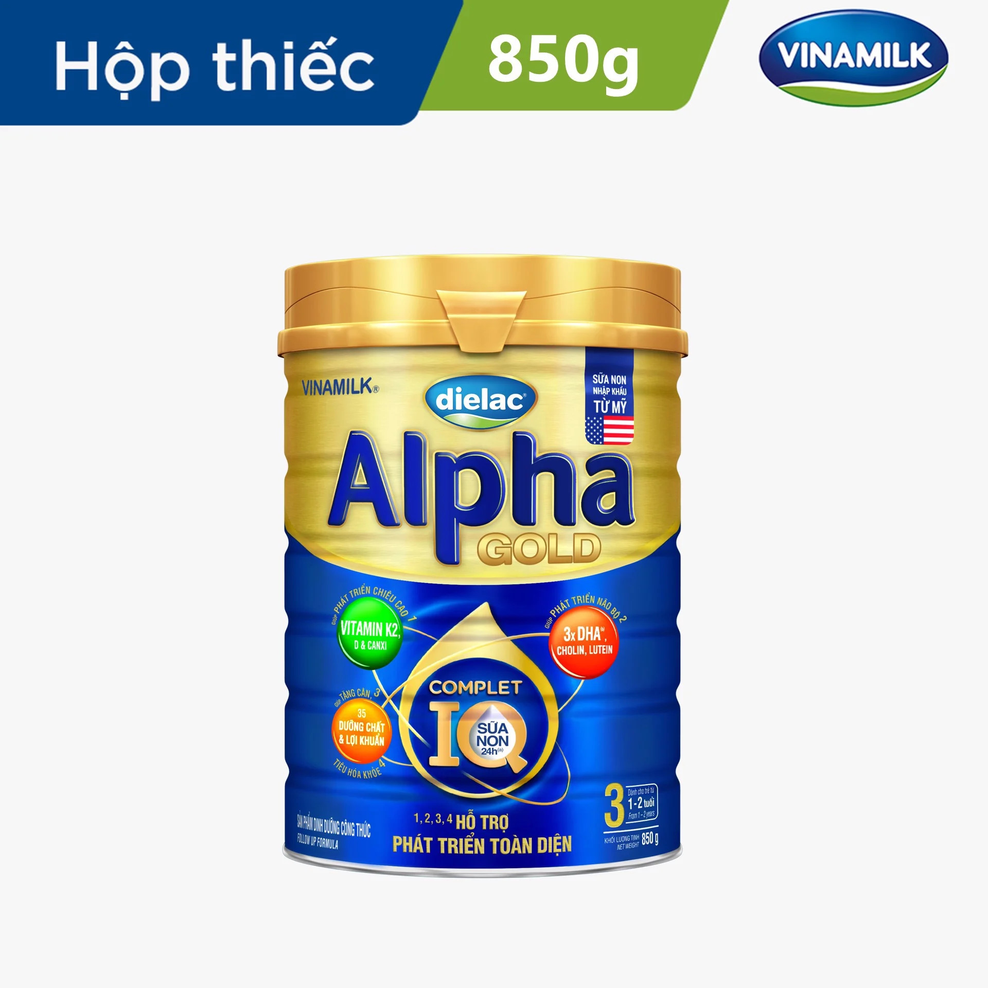Sữa bột Dielac Alpha Gold 3 - lon 850g (cho trẻ từ 1 - 2 tuổi) Date xa