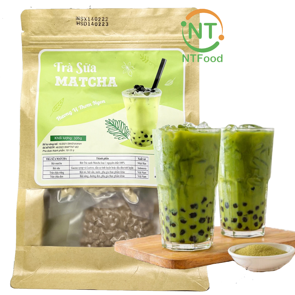 Set nguyên liệu pha trà sữa matcha ntfood 335g - nhất tín food
