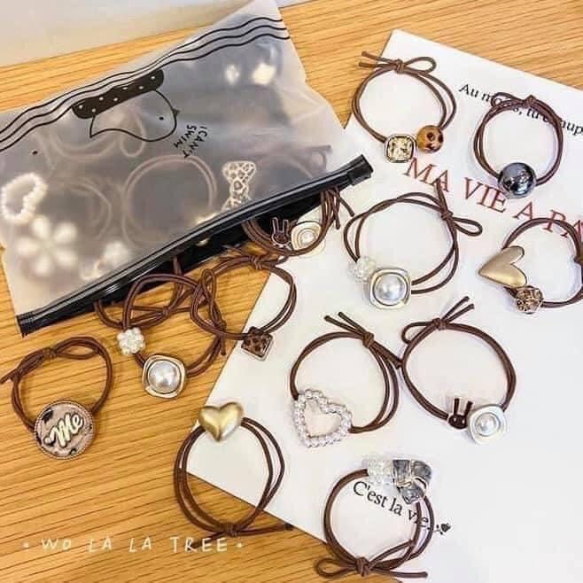 [HCM] Set 60 Dây Buộc Tóc, Cột Tóc Kiểu Hàn Quốc (Giao Mẫu Ngẫu Nhiên)