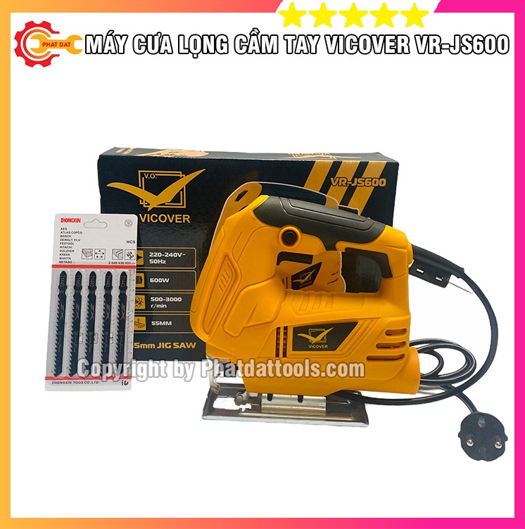 Máy Cưa Lọng Cầm Tay VICOVER VR-JS600 - Công Suất 600W - Thiết Bị Chuyên Dụng Cho Thợ Mộc - Tặng Kèm Bộ Lưỡi Cưa - Bảo Hành 6 Tháng