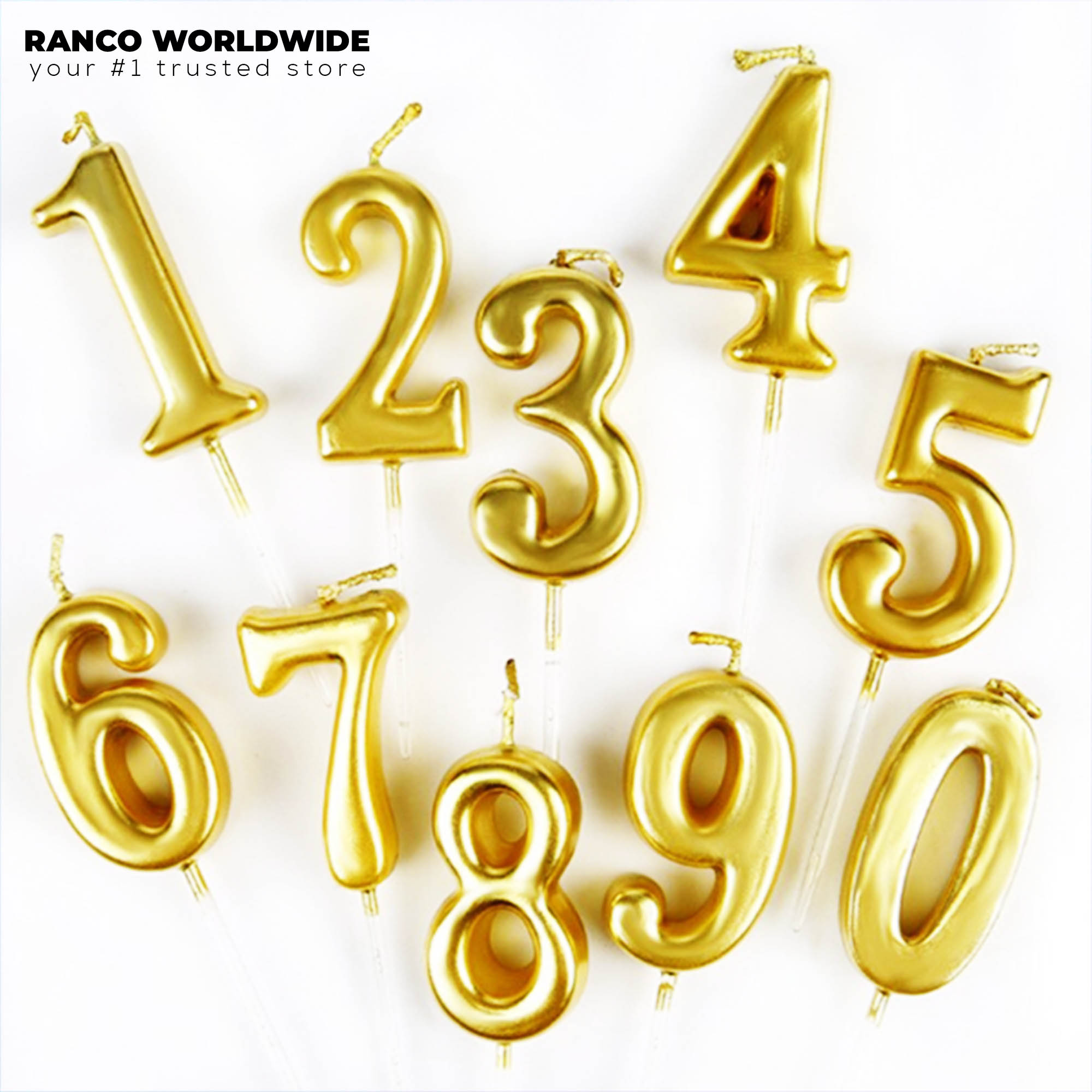 JACKPOT Birthday Candle for Party Cakes Golden Number Candle 09