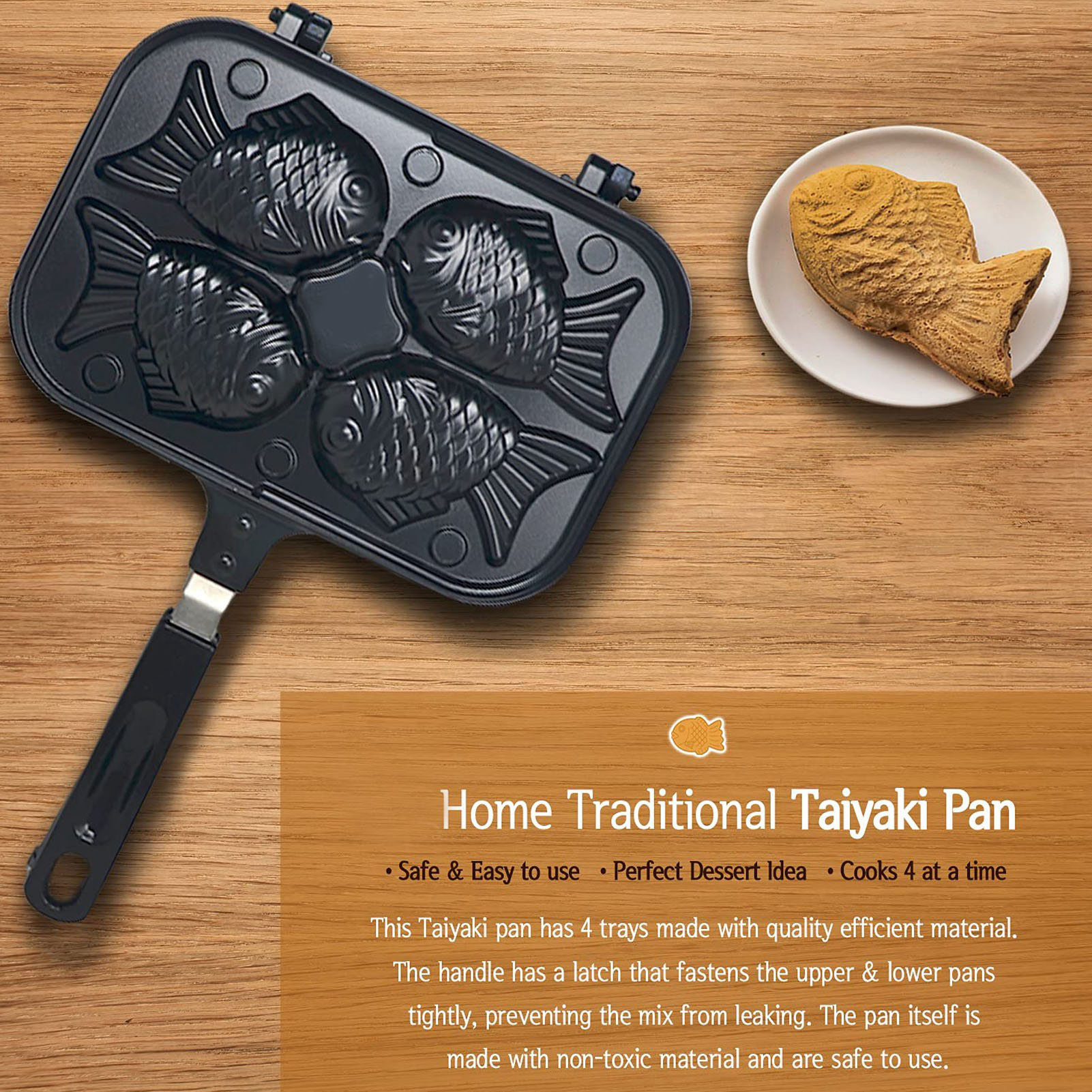 Taiyaki Fish Shape Cake Maker Non Stick Taiyaki Double Baking Pan Waffle Baking Mold