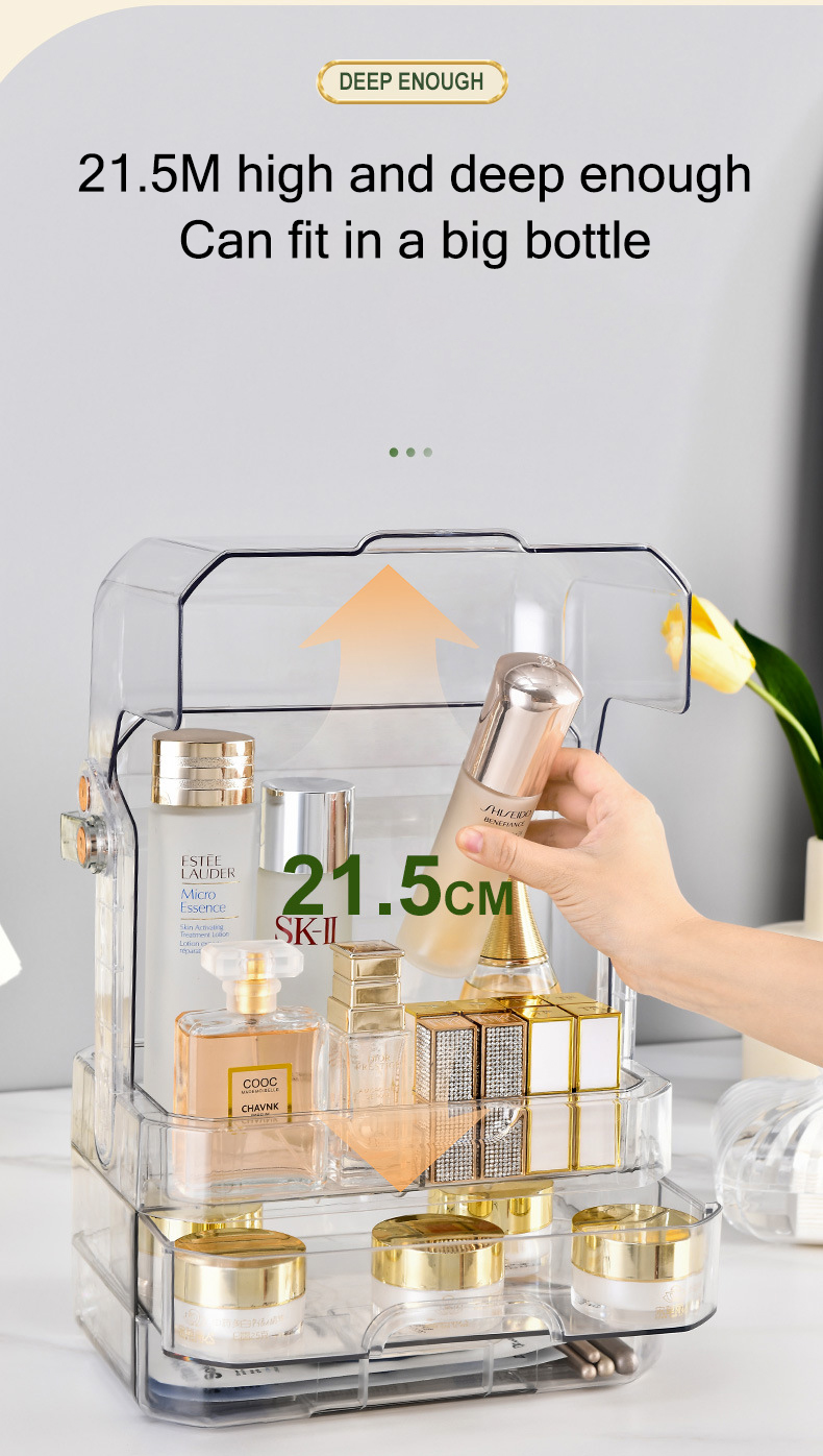 Cosmetic storage box Dustproof cover Large-capacity shelf Multifunctional storage box Desktop storage box Cosmetic storage box Dresser rack powder box