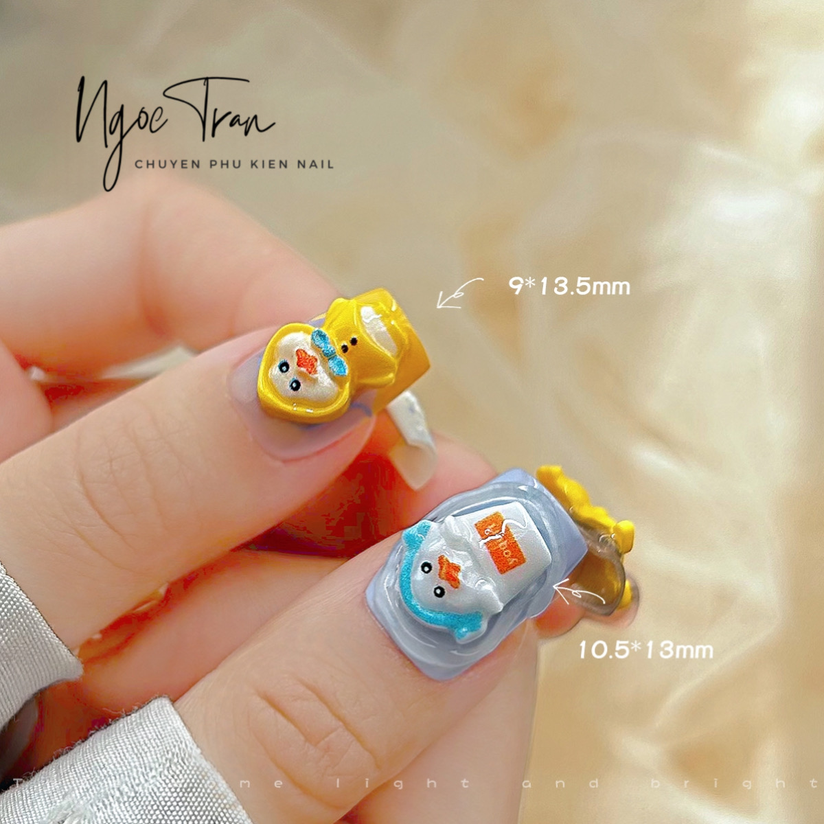 Charm Hoạt Hình Vịt Vàng Đáng Yêu Trang Trí Móng