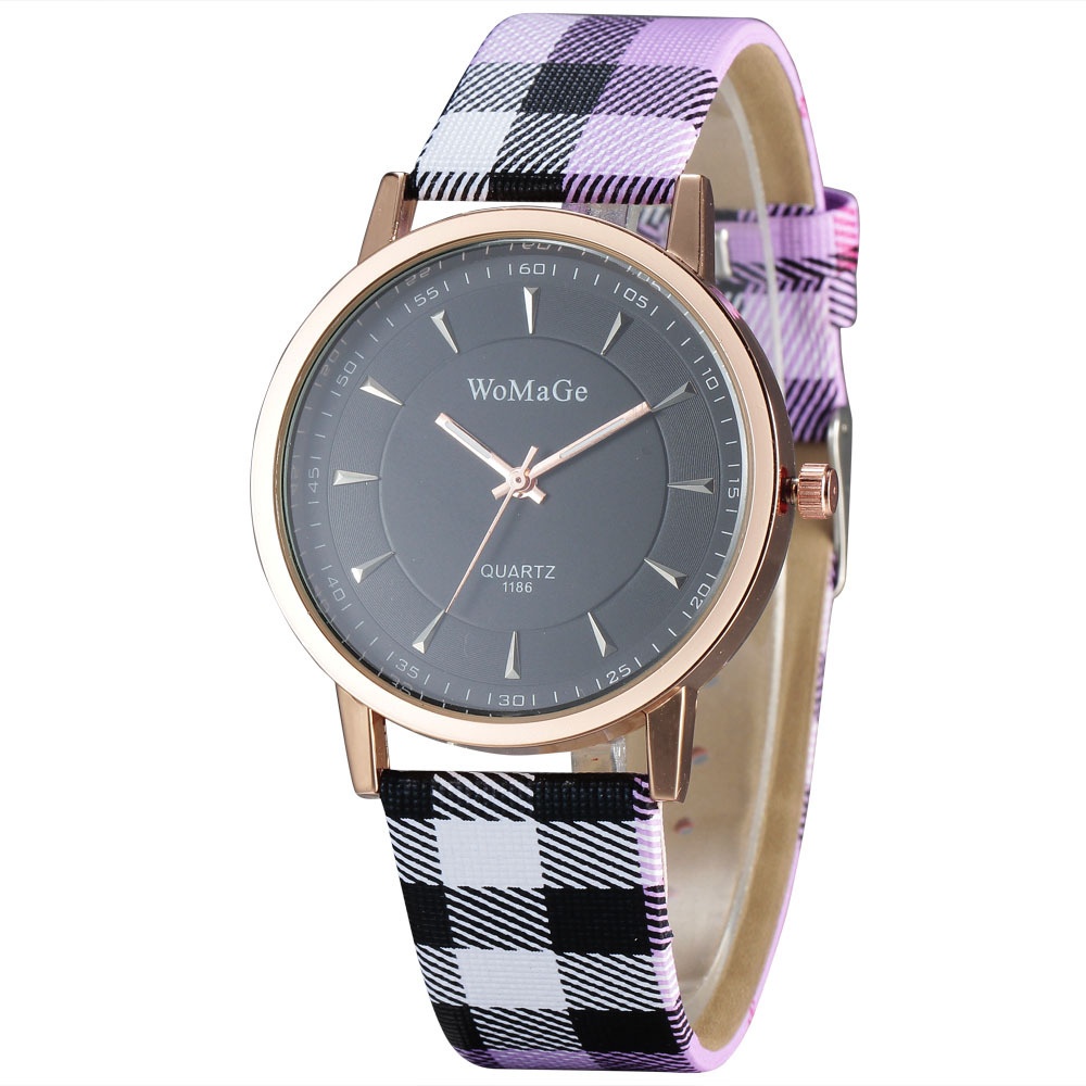 Purple Womage Watch Brand WOMAGE Women Golden Affordable Case Grid