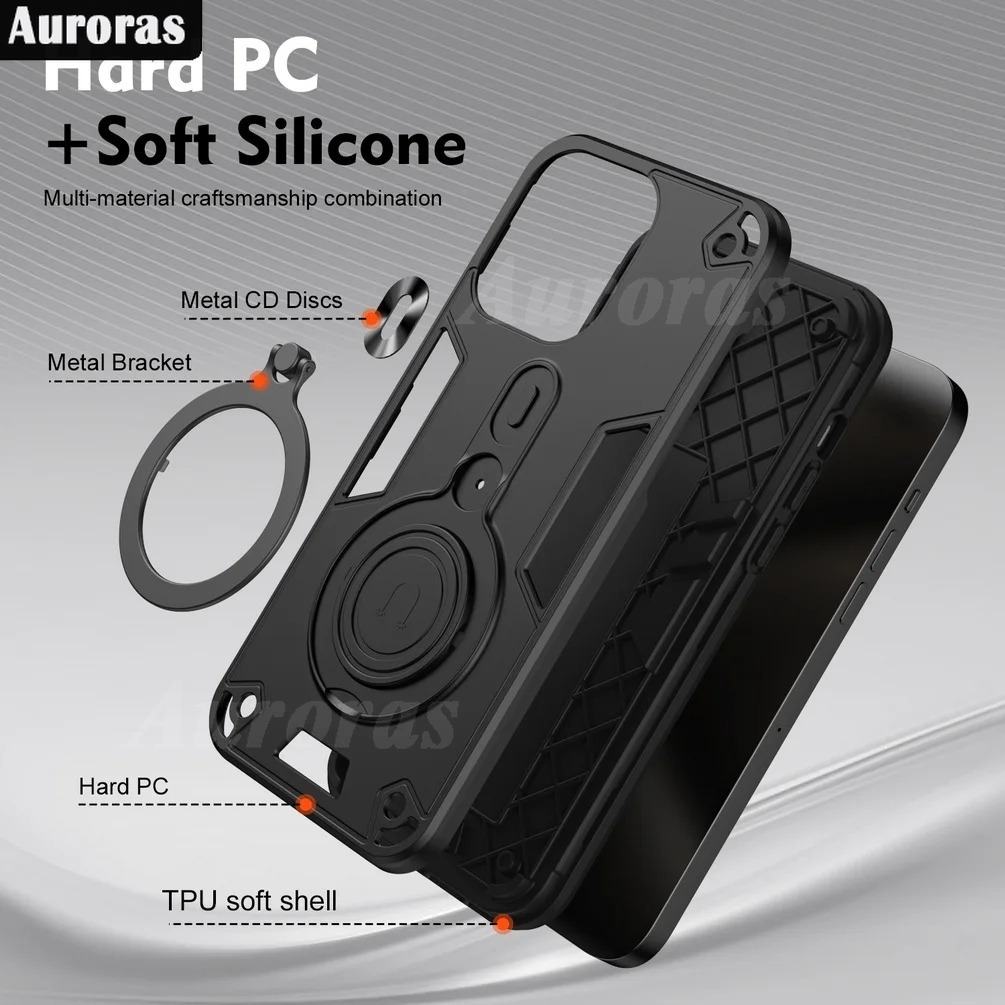 For OPPO A60 Case Shockproof Armor iron Metal Ring Kickstand Bracket Casing for For OPPO Reno 11 10 10Pro Cover Casing HP.